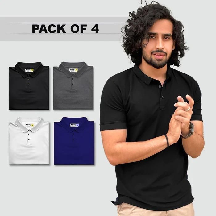 Poly Matte  Mens Polo T-Shirt Pack Of 4